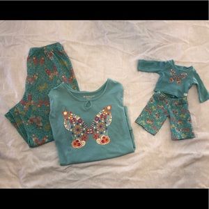 American girl pajamas with matching doll set